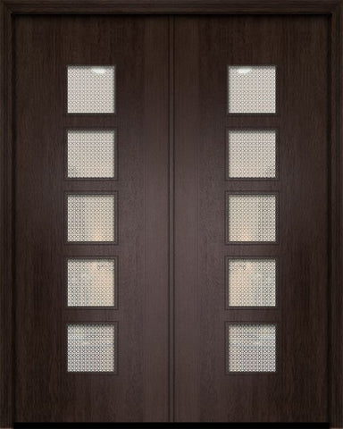 WDMA 64x96 Door (5ft4in by 8ft) Exterior Mahogany 96in Double Venice Contemporary Door w/Metal Grid 1