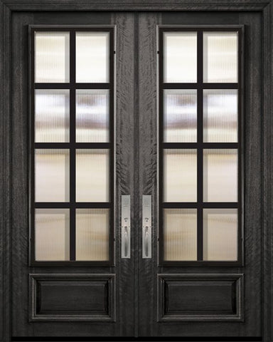 WDMA 64x96 Door (5ft4in by 8ft) Exterior Mahogany 96in Double 3/4 Lite Minimal Steel Grille Portobello Door 1