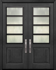 WDMA 64x96 Door (5ft4in by 8ft) Exterior Knotty Alder 96in Double 1 Panel 2/3 Lite Urban Steel Grille Door 1