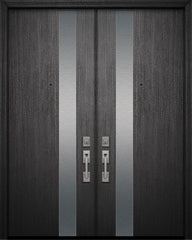 WDMA 64x96 Door (5ft4in by 8ft) Exterior Mahogany 96in Double Costa Mesa Solid Contemporary Door 1