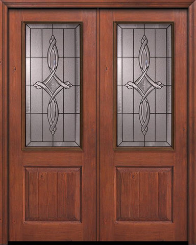 WDMA 64x96 Door (5ft4in by 8ft) Exterior Knotty Alder 96in Double 1 Panel 2/3 Lite Marsais Door 1