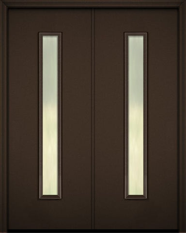 WDMA 64x96 Door (5ft4in by 8ft) Exterior 96in ThermaPlus Steel Malibu Contemporary Double Door w/Textured Glass 1