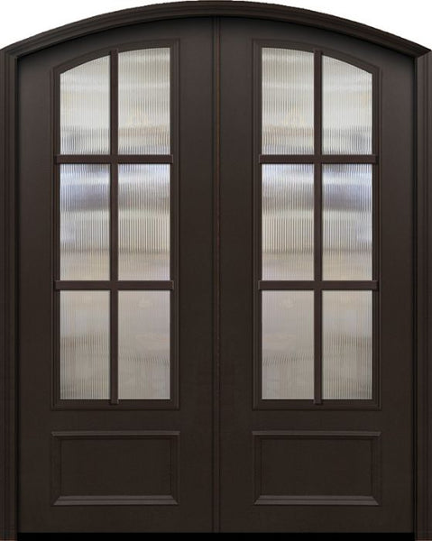 WDMA 64x96 Door (5ft4in by 8ft) French 96in ThermaPlus Steel 6 Lite Arch Top Arch Lite SDL Double Door 1