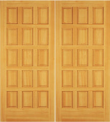 WDMA 68x78 Door (5ft8in by 6ft6in) Exterior Swing Pine Wood 15 Panel Rustic Double Door 1