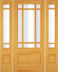 WDMA 68x78 Door (5ft8in by 6ft6in) Exterior Swing Hickory Wood 3/4 Lite Prairie Single Door / 2 Sidelight 1