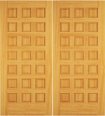 WDMA 68x78 Door (5ft8in by 6ft6in) Exterior Swing Cypress Wood 21 Panel Rustic Double Door 1