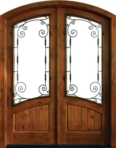 WDMA 68x78 Door (5ft8in by 6ft6in) Exterior Knotty Alder Keowee Boneau Double Door/Arch Top 1