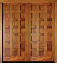 WDMA 68x78 Door (5ft8in by 6ft6in) Exterior Mahogany Milan 21 Panel Double Door 1