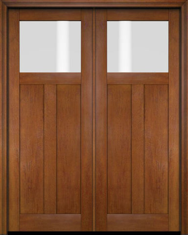 WDMA 68x78 Door (5ft8in by 6ft6in) Exterior Barn Mahogany Top Lite Craftsman or Interior Double Door 4