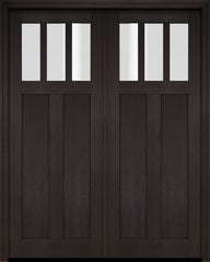 WDMA 68x78 Door (5ft8in by 6ft6in) Interior Swing Mahogany 3 Horizontal Lite Craftsman Exterior or Double Door 2