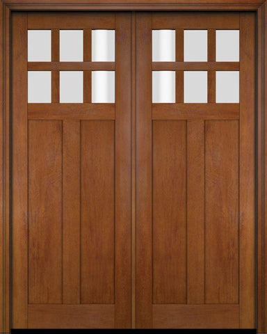 WDMA 68x78 Door (5ft8in by 6ft6in) Interior Swing Mahogany 6 Lite Craftsman Exterior or Double Door 4