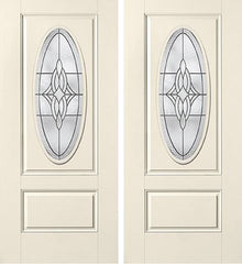 WDMA 68x80 Door (5ft8in by 6ft8in) Exterior Smooth Wellesley 3/4 Captured Oval Lite 1 Panel Star Double Door 1