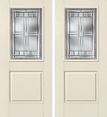 WDMA 68x80 Door (5ft8in by 6ft8in) Exterior Smooth SaratogaTM Half Lite 1 Panel Star Double Door 1