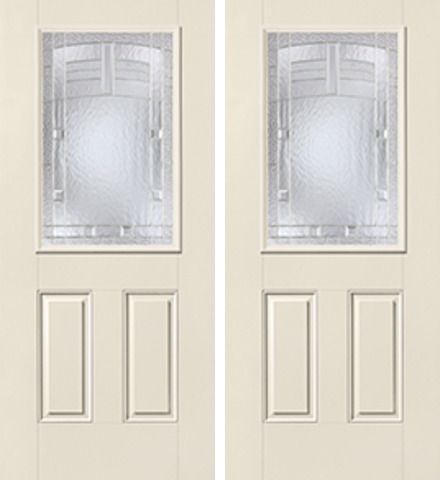 WDMA 68x80 Door (5ft8in by 6ft8in) Exterior Smooth MaplePark Half Lite 2 Panel Star Double Door 1