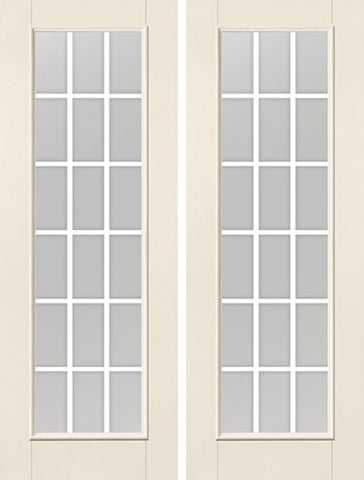 WDMA 68x96 Door (5ft8in by 8ft) Patio Smooth F-Grille Colonial 18 Lite 8ft Full Lite W/ Stile Lines Star Double Door 1