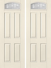 WDMA 68x96 Door (5ft8in by 8ft) Exterior Smooth SaratogaTM 8ft Camber Top Lite 4 Panel Star Double Door 1