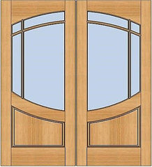 WDMA 72x80 Door (6ft by 6ft8in) Exterior Swing Walnut Wood 3/4 Lite Arch Lite Paririe Double Door 1