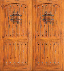 WDMA 72x84 Door (6ft by 7ft) Exterior Knotty Alder Double Door 2 Panel Speakeasy Clavos 1