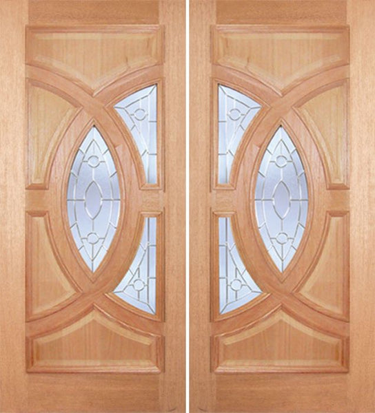 WDMA 72x96 Door (6ft by 8ft) Exterior Mahogany Crescendo Double Door w/ PA Glass 1
