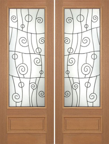WDMA 72x96 Door (6ft by 8ft) Exterior Mahogany Roma Double Door w/ RM Glass - 8ft Tall 1