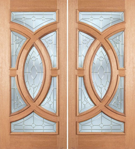 WDMA 72x96 Door (6ft by 8ft) Exterior Mahogany Crescendo Double Door w/ A Glass 1