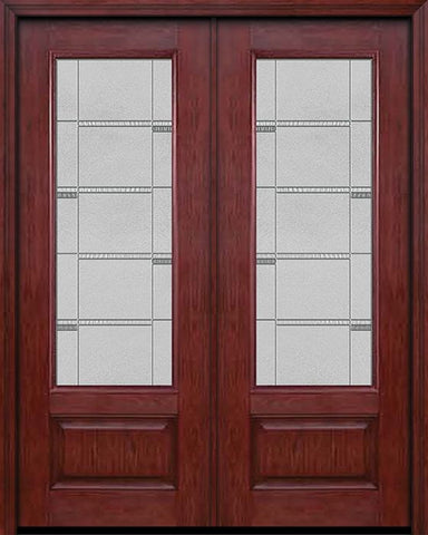 WDMA 72x96 Door (6ft by 8ft) Exterior Cherry 96in 3/4 Lite Double Entry Door Crosswalk Glass 1