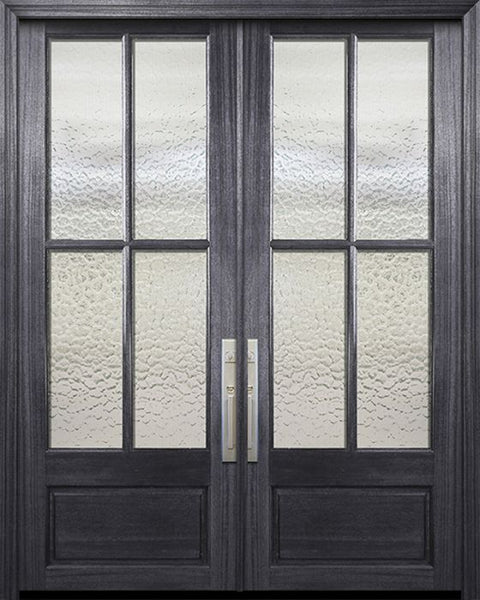 WDMA 72x96 Door (6ft by 8ft) French Mahogany 96in Double 4 Lite TDL DoorCraft Door w/Textured Glass 1