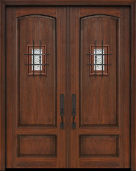 WDMA 72x96 Door (6ft by 8ft) Exterior Cherry Pro 96in Double 2 Panel Arch Door with Speakeasy 1