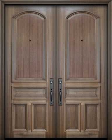 WDMA 72x96 Door (6ft by 8ft) Exterior Mahogany 36in x 96in Double 4 Panel Arch Portobello Door 1