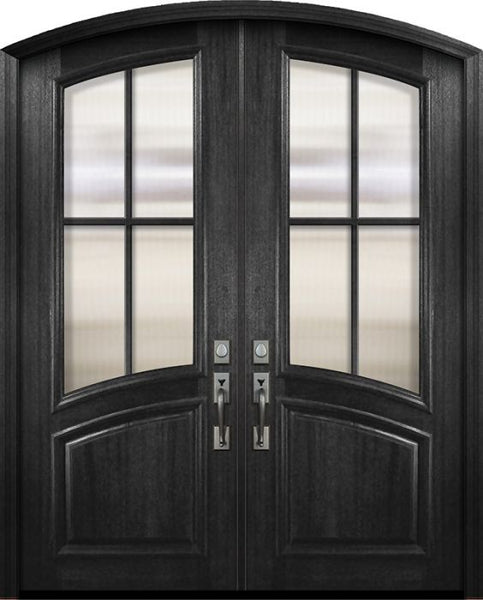 WDMA 72x96 Door (6ft by 8ft) Exterior Mahogany 36in x 96in Double Arch Top / Rail 4 Lite SDL Portobello Door 1