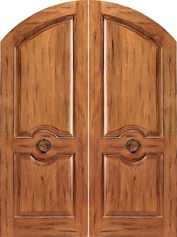 WDMA 72x96 Door (6ft by 8ft) Exterior Tropical Hardwood RS-1120 Arch Top Raised 2-Panel Rustic Hardwood Double Door w Knocker 1