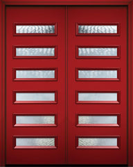 WDMA 72x96 Door (6ft by 8ft) Exterior 96in ThermaPlus Steel Beverly Contemporary Double Door w/Textured Glass 1