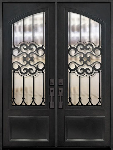 WDMA 72x96 Door (6ft by 8ft) Exterior 96in Tivoli 3/4 Arch Lite Double Wrought Iron Entry Door 1