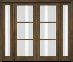 WDMA 76x80 Door (6ft4in by 6ft8in) Exterior Swing Mahogany 3 Lite TDL Double Entry Door Full Sidelights 3