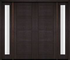 WDMA 76x80 Door (6ft4in by 6ft8in) Exterior Swing Mahogany 4 Panel Windermere Shaker Double Entry Door Sidelights 2
