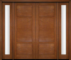 WDMA 76x80 Door (6ft4in by 6ft8in) Exterior Swing Mahogany 4 Panel Windermere Shaker Double Entry Door Sidelights 4