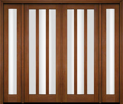 WDMA 76x80 Door (6ft4in by 6ft8in) Exterior Swing Mahogany Modern Slim 3 Glass Shaker Double Entry Door Sidelights 4
