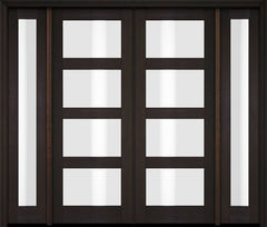 WDMA 76x80 Door (6ft4in by 6ft8in) Exterior Swing Mahogany Modern 4 Lite Shaker Double Entry Door Sidelights 2