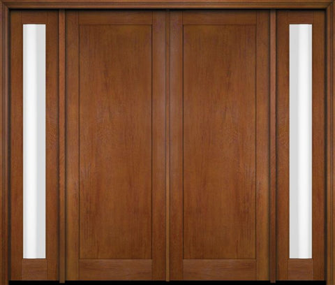 WDMA 76x80 Door (6ft4in by 6ft8in) Exterior Swing Mahogany Modern Full Flat Cross Panel Shaker Double Entry Door Sidelights 4