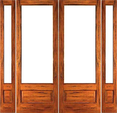 WDMA 76x96 Door (6ft4in by 8ft) Patio Tropical Hardwood Rustic-1-lite-P/B French Solid IG Glass Double Door Sidelights 1