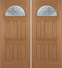 WDMA 84x80 Door (7ft by 6ft8in) Exterior Mahogany Jefferson Double Door w/ A Glass 1