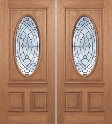 WDMA 84x80 Door (7ft by 6ft8in) Exterior Mahogany Maryvale Double Door w/ EE Glass 1