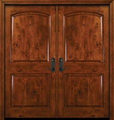 WDMA 84x80 Door (7ft by 6ft8in) Exterior Knotty Alder 42in x 80in Double Arch 2 Panel Estancia Alder Door 1