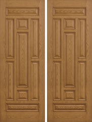 WDMA 84x80 Door (7ft by 6ft8in) Exterior Oak 8ft 9 Panel Classic-Craft Collection Double Door Clear Low-E 1