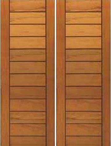WDMA 84x96 Door (7ft by 8ft) Exterior Tropical Hardwood Contemporary Flush Panel Double Door Solid Tropical Wood 1