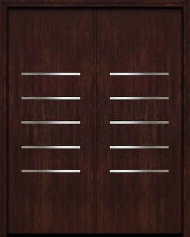 WDMA 84x96 Door (7ft by 8ft) Exterior Cherry 96in Contemporary Stainless Steel Bars Double Fiberglass Entry Door FC871SS 1