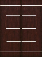 WDMA 84x96 Door (7ft by 8ft) Exterior Cherry 96in Contemporary Stainless Steel Bars Double Fiberglass Entry Door FC873SS 1