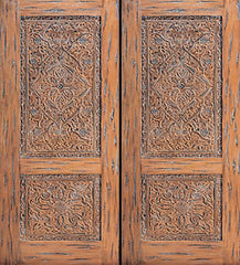 WDMA 84x96 Door (7ft by 8ft) Exterior Mahogany Ottoman Hand Carved Double Door with stylized Floral motifs 1