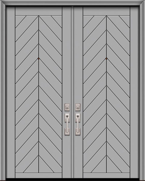 WDMA 84x96 Door (7ft by 8ft) Exterior Smooth 42in x 96in Double Chevron Solid Contemporary Door 1