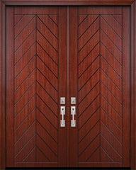 WDMA 84x96 Door (7ft by 8ft) Exterior Mahogany 42in x 96in Double Chevron Solid Contemporary Door 1
